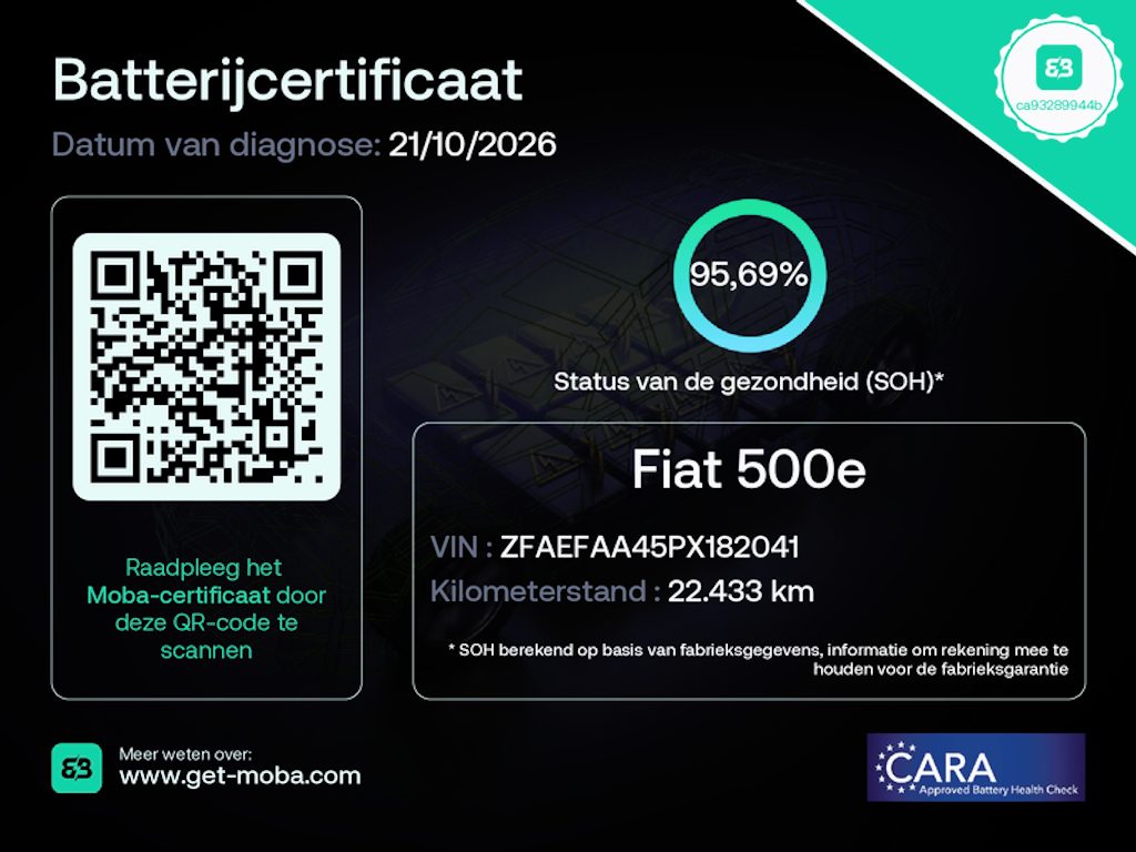 Fiat 500e Icon 42 kWh SOH 95,7%, Virtual Cockpit, Apple Carplay, Lane Assist, Climate