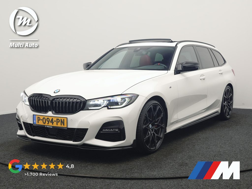 BMW 3-Serie Touring 320i M Sport Perfomance Parts 184pk | Panodak | Adaptive Cruise | Laser LED | Sportuitlaat Kleppen Besturing | Lederen Sportstoelen Verwarmd | Sfeerverlichting | Apple Carplay | 20"L.M | Navigatie | DAB |