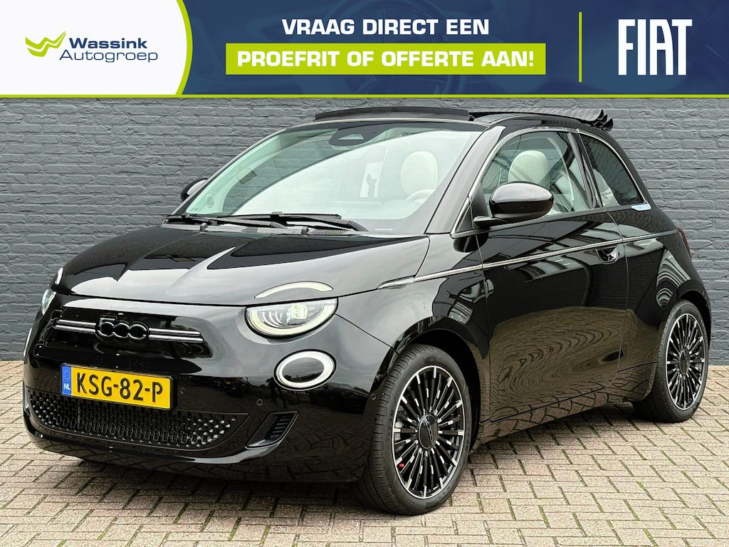 Fiat 500C La Prima 42 kWh SOH 96,2% | Stoelverwarming | Cabrio | Sensoren Voor + Achter | Camera | Adaptive Cruise Control | Navigatie | CarPlay |