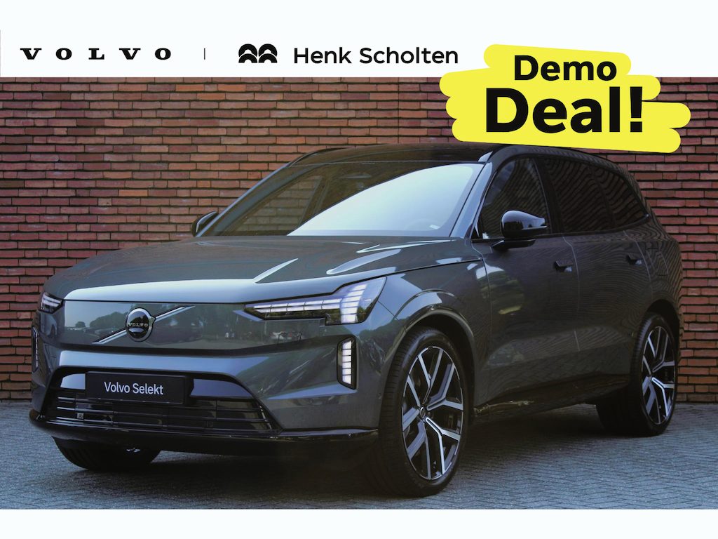 Volvo EX90 Twin Motor Performance Ultra 7p. 106 kWh | Demo deal | Luchtvering | Elektrochromatisch panoramadak | Bowers & Wilkins | Geventileerde voorstoelen | Massagefunctie op de voorstoelen | 22 inch. lichtmetalen velgen | Gelamineerde zijruiten | Extra getint glas | 360 graden camera | Head up display | Stoel-/ stuurwielverwarming | Verwarmde achterbank | Park pilot assist