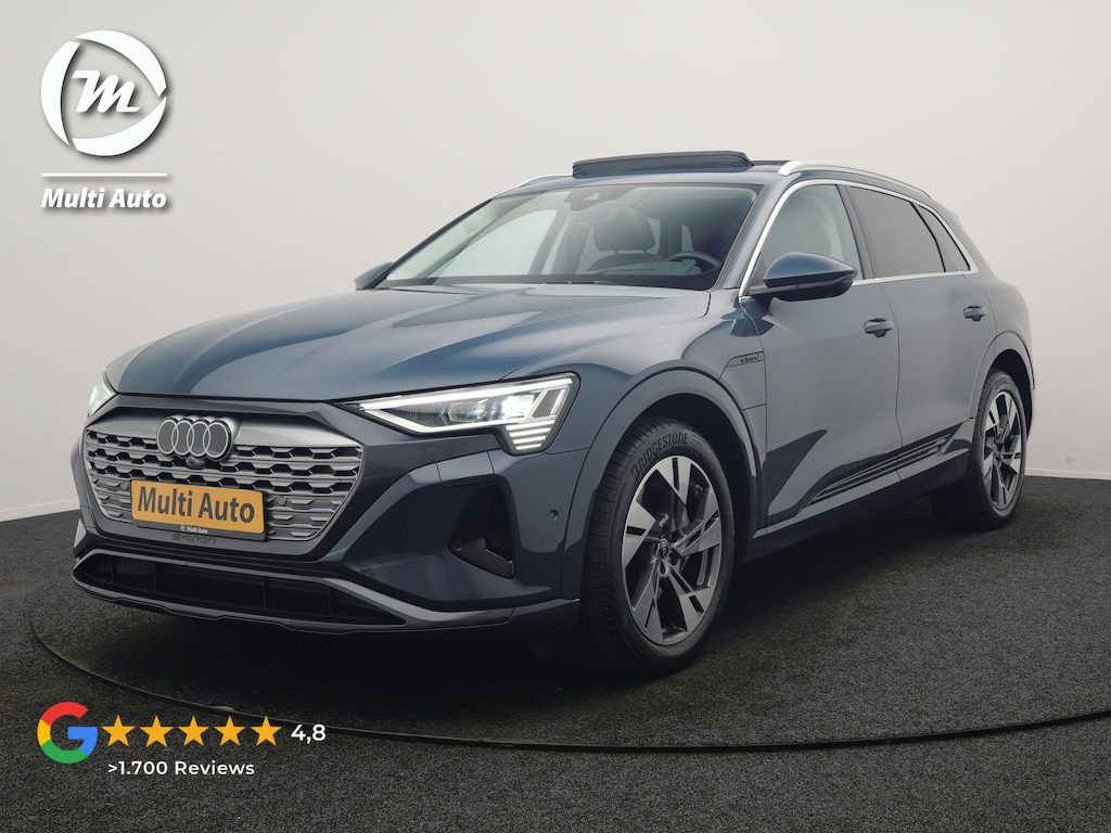 Audi Q8 e-tron 55 quattro Advanced Edition 114 kWh Dealer O.H | SOH 96,6% | Trekhaak Afn. | Panodak | Luchtvering | Adaptive Cruise | 360 Camera | Head Up | Bang & Olufsen | Lederen Comfortstoelen Memory & Verwarmd | Keyless | Apple Carplay | Navigatie | DAB | 20"L.M |
