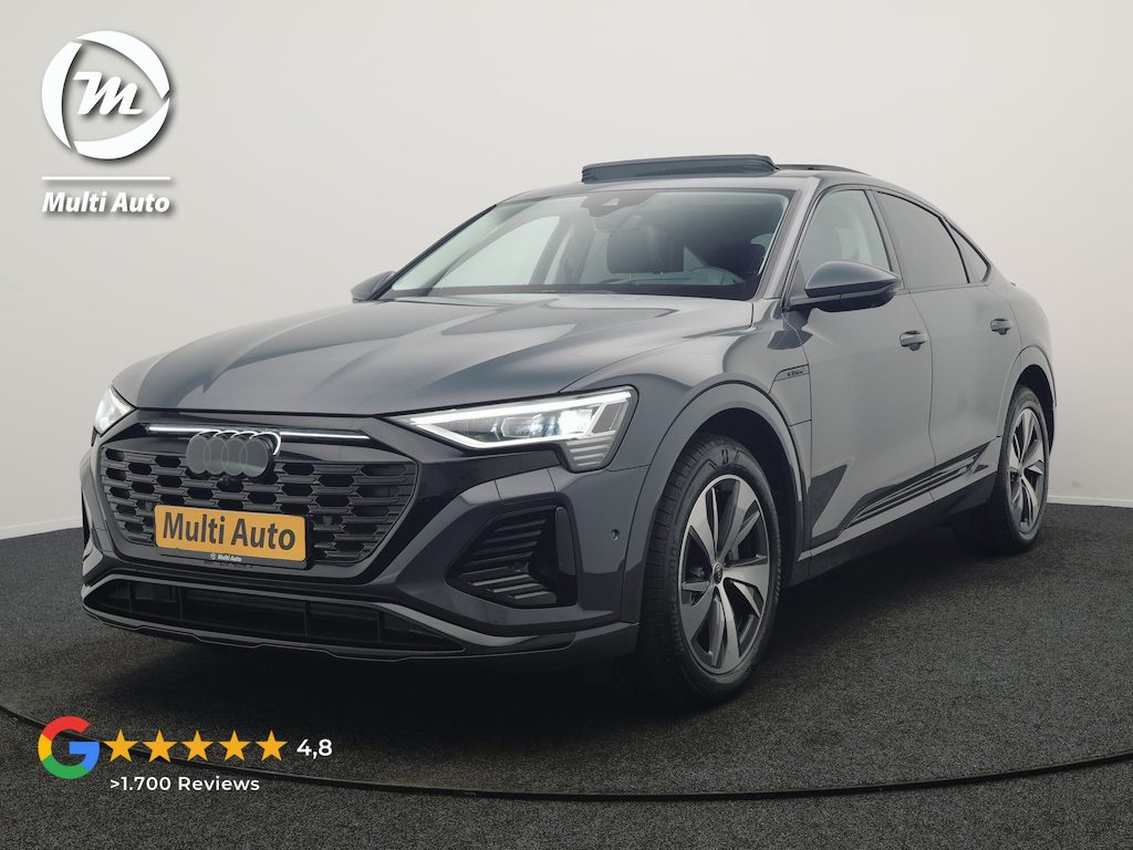 Audi Q8 Sportback e-tron 50 Quattro S Line 95 kWh 340pk Dealer O.H | Trekhaak Afn. | Panodak | Luchtvering | Head Up | 360 Camera | Alcantara Sportstoelen Verwarmd | Blis | Navigatie | DAB | Virtual | 20"L.M |