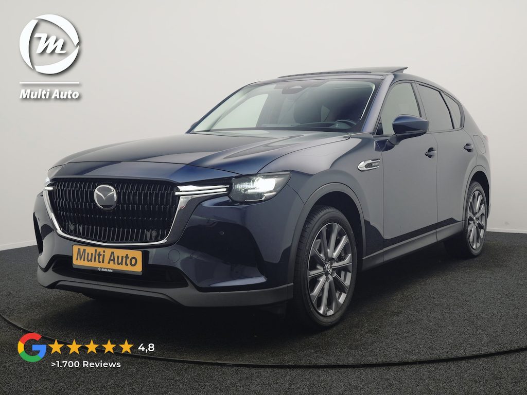 Mazda CX-60 2.5 e-SkyActiv Exclusive-Line PHEV 327pk Dealer O.H | SOH 90,9% | Trekhaak Af Fabriek | Panodak | Head Up | Camera | Stoelen & Stuur Verwarmd | Blis | Keyless | Apple Carplay | Navigatie | DAB | Virtual | 20"L.M | Plug In Hybrid |