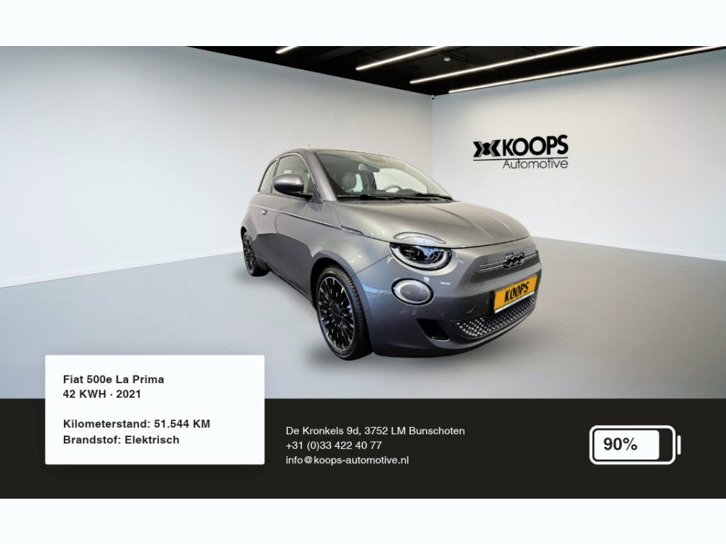 Fiat 500e La Prima 42kwh SOH 90% | Carplay | Ad. Cruise control | Parkeercamera