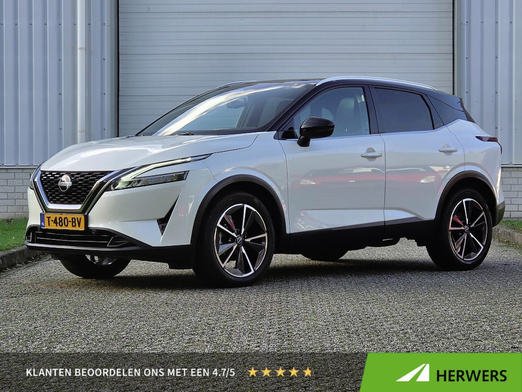Nissan Qashqai 1.3 MHEV Tekna / Trekhaak/ Panoramadak / All Season Banden / Navigatie / Elektrische Kofferbak / Adaptief Cruise Control / Climate Control / 360 Graden Camera /