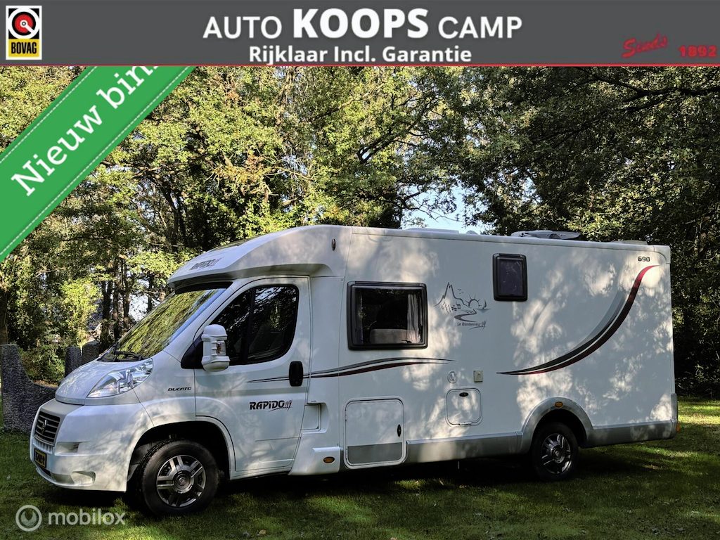 Rapido Le Randonneur 690F Fiat 2.3 131pk Euro 5 | Queensbed | Aparte douche/ wc | Garage | Airco | Cruise | Camera | Compact 7m | 66dkm | TOPSTAAT
