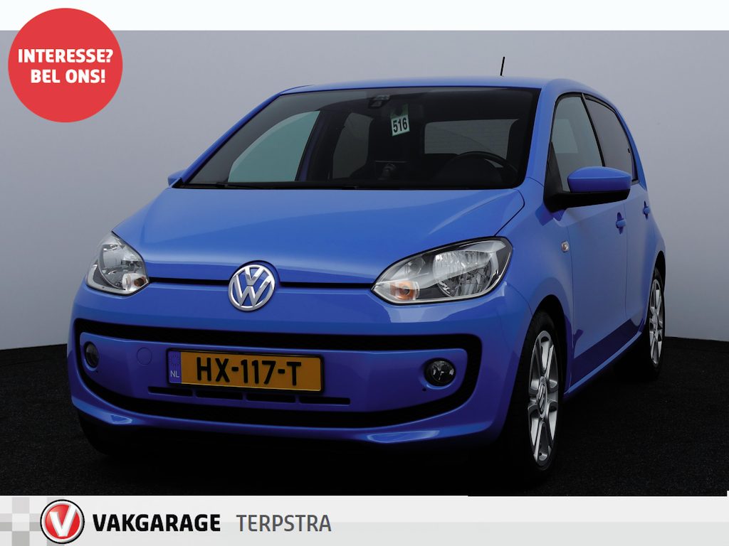 Volkswagen Up! 1.0 high up! BlueMotion/ 16'' LMV/ Audio-Premium/ Zwarte-Hemel/ Navi/ Airco/ Cruise/ Half-Leder/ Elek. pakket/ Isofix/ Bluetooth/ LEDER. Stuur/ Mistl./ Extra getint glas/ Dagrijverl.