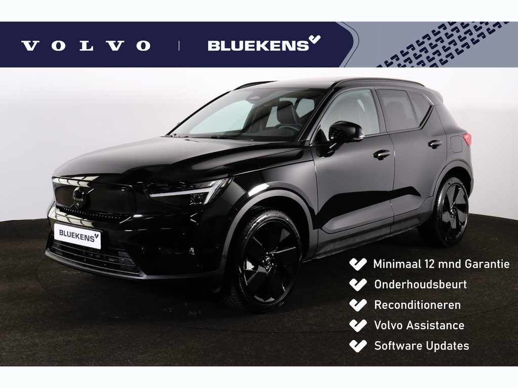 Volvo EX40 Extended Range Ultra Black Ed. 82 kWh - Panorama/schuifdak - IntelliSafe Assist & Surround - 360º Camera - Harman/Kardon audio - Verwarmde voorstoelen & stuur - Parkeersensoren voor & achter - Elektr. bedienb. voorstoelen met geheugen links - Draadloze tel. lader - Warmtepomp - Extra getint glas - Inklapbare trekhaak - 20' LMV
