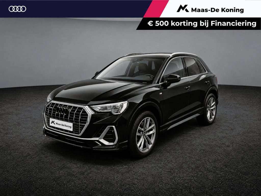 Audi Q3 45 TFSIe 245pk S edition · Apple/Android Car Play · Wegklapbare Trekhaak · Dodehoeksensoren · Navigatie · Stoelverwarming · P-Sensoren · 19'' Inch ·