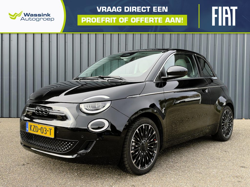 Fiat 500 3+1 Icon 42 kWh SOH 97% | Apple Carplay | Stoelverwarming Voor | Panorama Dak | Extra Set Zomerbanden | Navigatie | DAB | Camera