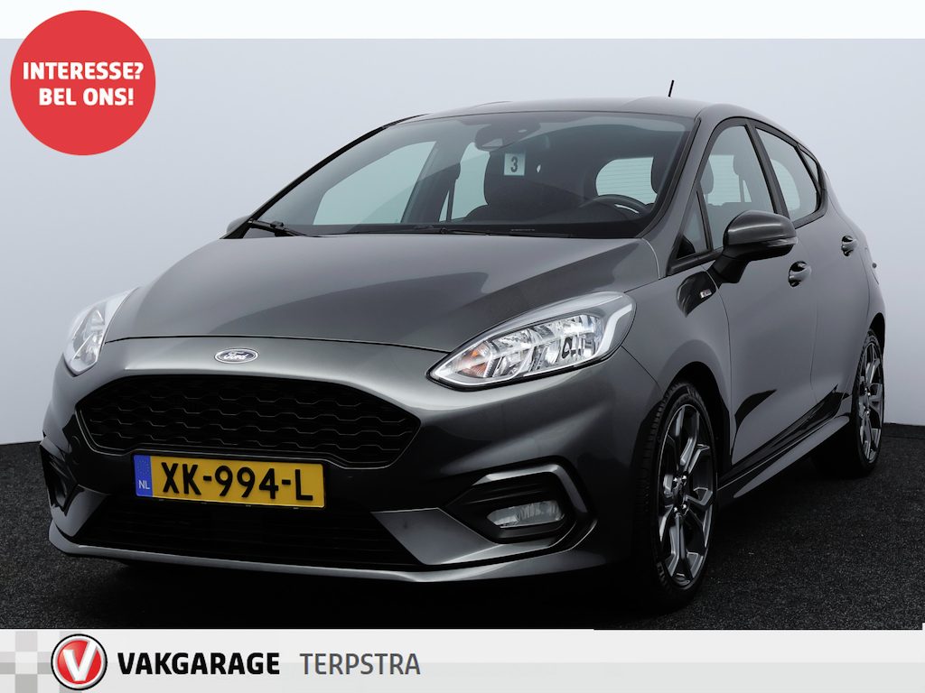 Ford Fiesta 1.0 EcoBoost ST-Line/ 17'' LMV/ Zwarte-Hemel/ Sportstoelen/ Airco/ Cruise/ Elek. pakket/ Isofix/ Bluetooth/ Multi. Sportstuur/ Mistl./ PDC/ Dagrijverl./ Metallic lak.