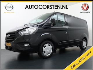 Ford Transit Custom 2.0D 130PK L1H1 3pers. Airco PDC-a+v Trekhaak Cruise-Controle voorruit verwarmbaar Betonplex Schuifdeur-r Tussenwand voorruit verwarmbaar Led Bumpers+Spiegels-in-kleur Trend Elektr.Ramen+Spiegels+Verwarmd Centr.vergr+afst.b.320 2.0 TDCI Adaptieve bochtverl. Projector-koplamp mistlampen regen-/lichtsensor Dieselroetfilter Supervergrendeling EURO 6 385Nm 2.500kg Trekvermogen!