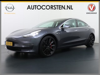 Tesla Model 3 Performance AWD 513pk 0-100 in 3,4 sec! Lmv-20" FSD-Comp.3 AutoPilot Carbon-Spoiler Premium-HiFi Pano.dak Camera Leer Adaptive-Cruise+Stop&Go PDC Wifi Ecc Dual Motor Long Range 75kWh Stoel en achterbank verwarming Keyless Camera Navi LED ACC DAB Voorverwarmen interieur en Keyless via App One-Pedal-Drive Rode Remklauwen Origineel Nederlandse auto! Nieuwprijs €65.680 Garantie op Accu/Motor tot 21-12-2027 max 192.000km