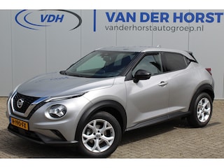 Nissan Juke 1.0-117pk DIG-T N-Connecta. Werkelijk in nieuwstaat ! Slechts 12.600km ! Volautm. airco, privacy glass, metallic lak, LM wielen, navigatie, camera, pdc v+a, telefoonvoorb., keyless entry&go, LED etc.