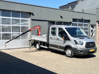 Ford Transit 350 2.0 TDCI L3H1 DC Laadkraan Telefoonverbinding 3-Persoons Telefoonverbinding 1e eigenaar Pick up p-up bakwagen Euro 6 Bpm vrij voor ondernemers