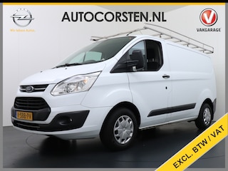 Ford Transit Custom 270 2.0TDCI L1H1 Airco Trekhaak Cruise Control PDC Voorruit Verwarmbaar Bluetooth Trend Imperiaal Betonplex vloer Inbouwkasten 1e Eigenaar Euro 6