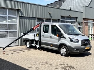 Ford Transit 350 2.0 TDCI L3 DC Laadkraan Telefoonverbinding 3-Persoons Telefoonverbinding 1e eigenaar Pick up p-up bakwagen Euro 6 Bpm vrij voor ondernemers