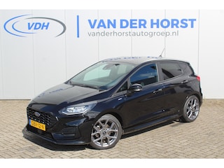 Ford Fiesta 1.0-100pk EcoBoost ST-Line. Luxe en sportieve Fiesta ! Stoel-, stuur- en voorraamverwarming, keyless entry/keyless go, adaptive cruise cntrl, volautm. airco, camera, parkeersensoren v+a, navigatie by Apple/Android, LM wielen, lane assist, LED ver