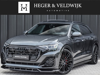 Audi Q8 55TFSI e QUATTRO PRO LINE S COMPETITION | FULLSTYLING | S-SEATS | 23INCH PANORAMADAK | 4 WIEL BESTURING | B&O SOUND | HEAD-UP | LUCHTVERING | DAB+ | SOFT-CLOSE | KEYLESS GO | ADAPTIVE CRUISE | 360 CAMERA | AMBIANCE INTERIEUR | TREKHAAK | BLACK-OPTIC