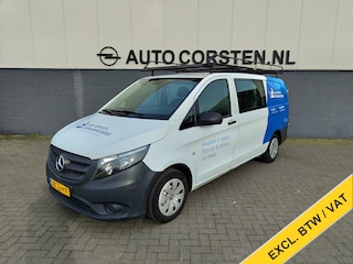 Mercedes-Benz Vito 111 CDI Lang Dubbele Cabine Airco Trekhaak Imperial+Ladderrol Bluetooth Licht/Regen-Sensor Betonplex Vloer Lat om Lat Betimmering Zijschuifdeur Comfort 1e eigenaar! Euro 6