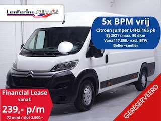 Citroën Jumper 2.2 BlueHDi 165 pk L4H2 va 239,- p/mnd 5x Voorraad Navi, Camera, Airco, Laadruimte Pakket, 3-Zits
