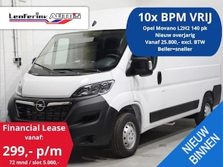 Opel Movano 2.2D 140 pk L2H2 Navi, Camera, Aut. Airco Apple Carplay, Cruise Control, 270 Graden Deuren, 3-Zits, Nieuw overjarig