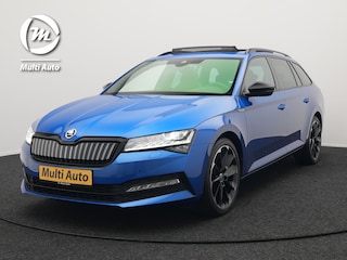 Skoda Superb Combi 1.4 TSI iV Sportline Business Plug In Hybrid 218pk PHEV | Panodak | Trekhaak af Fabriek | Alcantara Sportstoelen Memory | Adaptive Cruise | Crystal LED | Sfeerverlichting | Virtual | Navigatie | Apple Carplay | Stoelverwarming | DAB |