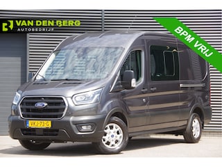 Ford Transit 350 2.0 TDCI L3H2 DC-5P, XENON, 2X SCHUIFDEUR, TREKHAAK, ADAPT. CRUISE, STANDKACHEL, CAMERA, NAVI, AIRCO, STOELVERWARMING, APPLE CARPLAY, DUBBELE CABINE