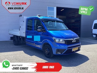 MAN TGE 50 2.0 180 pk DC Dubbel Cabine BPM VRIJ! Open Laadbak/ 7 Pers./ Dubbel Lucht/ Adapt. Cruise/ 3.5t Trekverm./ Tacho/ Gev.Stoel/ Climate/ Carplay/ Navi/ Camera/ Zwaaibalk/ Pick Up