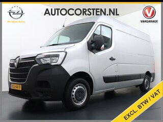 Renault Master T35 2.3dCi 135 L2H2 Apple Carplay/Android Auto Euro 6 Trekhaak Navi Airco 3-Persoons Pdc Led DAB Regen-Lichtsensor Betonplex Vloer Lat om Lat Wandbetimmering Schuifdeur 1e Eigenaar Euro 6 Facelift Model 2.500KG Trekgewicht