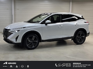 Nissan Qashqai 1.3 MHEV Xtronic Tekna / Voorstoelen, voorruit + stuurwiel verwarmd / 1800 kg trekgewicht / Panorama dak / Metaalkleur parelmoer / Automatische airco / Rondomzichtcamera / Parkeersensoren voor + achter / Navigatiesysteem / Lichtmetalen velgen 19” / Lederen bekleding / Dakrails / Apple Car Play & Android Auto /