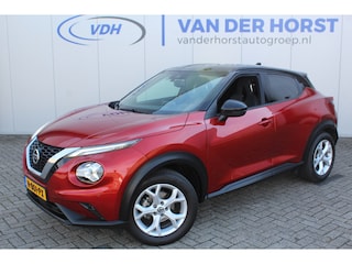 Nissan Juke 1.0-117pk DIG-T Tekna. Keurig nette, erg luxe en goed onderhouden Nissan Juke, van 1e eig. Autm. airco, LM wielen, metallic lak two tone, stoelverwarming, lane- en side assist, 360gr. camera, trekhaak, LM wielen, navigatie, telefoonvoorb., cruise cntrl etc