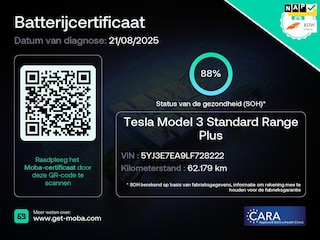 Tesla Model 3 Standard RWD Plus 60 kWh Trekhaak (1.000kg) SOH 88% 19 INCH Rijklaarprijs!