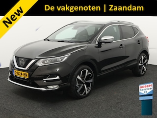 Nissan Qashqai 1.6 Tekna + Airco, bluetooth, cruise control, dakrails, dode hoek detectie, hill hold functie, keyless entry, verwamtvooruit, stuur multifunctioneel, vermoeidsheidserkkening, bord detectie, rijstrooksens Trekhaak 1500 KG 164 PK Ben je op zoek naar een complete en betrouwbare SUV met een premium uitstraling? Dan is deze Nissan Qashqai 1.6 Tekna+ precies wat je zoekt! Highlights van deze uitvoe