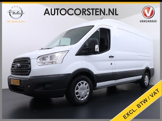 Ford Transit 350 2.0TDCI 170PK Automaat L3H2 3-Persoons Apple Carplay Android Auto Airco Navi Camera Pdc Cruise Control Aut.Verlichting VoorruitVerwarming Lane-dep. Led Verst.Stoel Elek.Ramen Trend Schuifdeur Wand-Vloerbekleding Trekhaak Voorbereiding 1e Eigenaar Euro 6 1.900KG Trekgewicht