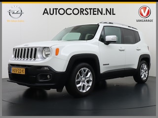 Jeep Renegade 1.4T AUT-6 Leer Navi Ecc 17''Lmv Stoel-Stuurverwarming Keyless Cruise Control Bluetooth Pdc Usb Led Mistlampen Lane-departure Isofix Privacy Glas Dakrails MultiAir Latitude Slechts 1361kg licht! / 75 /3mnd belasting