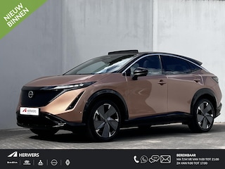 Nissan Ariya Evolve 87 kWh Automaat / WLTP bereik 516 km / Trekgewicht 750 kg / CCS snelladen / Stoelventilatie / Stuur-, stoel- en achterbankverwarming / Voorruitverwarming / HUD / Camera 360° /