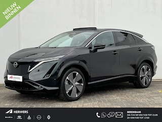 Nissan Ariya Evolve 91 kWh Automaat / WLTP bereik 516 km & WLTP bereik stad 698 km / Elektrisch Glazen Schuif- en Kanteldak / Stuur- en Stoelverwarming / Stoelverkoeling / Elektrisch Verstelbare Voorstoelen met Geheugenset Bestuurdersstoel / Elektrische Achterklep / Apple Carplay & Android Auto / 360° Camera / Keyless Entry & Start / Navigatie full map