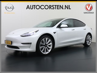 Tesla Model 3 Long Range AWD 75kWh Soh 89% Lmv 19" Navi Ecc Leder Panoramadak Adaptive Cruise Control Autopilot Elek.Stoelen+Verwarmd+Memory Premium Audio 4WD Privacy Glas Fabrieksgarantie op Accu en motor tot 24-08-2028 1e Eigenaar Origineel Nederlandse Auto