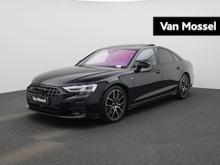 Audi A8 60 TFSI e quattro 462 PK | S-line l Adaptive Cruise Control l Panoramadak l Bang & Olufsen Premium 3D l Elektr. voorstoelen geheugen l Stoelventilatie/massage voorin l Head-up display l 360 graden camera l HD-matrix l Apple Carplay / Android Auto l Stoelverwarming voor en achter l Privacy glas (donker getint) l Lichtpakket plus ambient light l Alarm klasse III l
