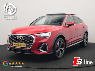 Audi Q3 45 TFSI e S Line Plug In Hybrid 245pk Dealer O.H PHEV | Panodak | Adaptive Cruise | Lederen Sportstoelen Memory & Verwarmd | Sfeerverlichting | Camera | Virtual | Blis | Navigatie | DAB |