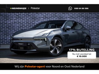 Polestar 4 Long Range Single motor Prime 100 kWh | Adaptive cruise control + Pilot assist | Lane change assist | 360 camera | Harman Kardon Premium Sound | Head-up display | Pixel Led koplampen + adaptief grootlicht | Elektrisch bedienbare achterklep met voetsensor | 12-voudig verstelbare stoelen | Elektrisch verstelbare rugleuning achter |  | Stoel + stuurwielverwarming | verwarmde achterbank | 22kw AC Laden