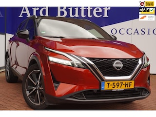 Nissan Qashqai 1.3 MHEV Tekna+Led+Leder+pano-dak+camera+wifi+stuur&stoel-verw+19"lmvapple-care-play = ORIG/NL+ ZEER LUXE !!