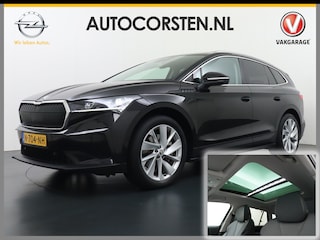 Skoda Enyaq iV 80 Adaptive Cr. Pano-dak 360° Matrix-Led PDC-a+v Camera Apple Carplay Android Auto Navi Ecc Keyless Stuur+Stoelverwarming+1/2 Leer Assistentie Pakket Climate-pakket Comfort-pakket E-call Keyless Licht-pakket Led Matrix 1e Eig.Orig.Nederlandse Auto Grootste Accupakket 11kw thuisladen SOH 92% ruim 55.000 nieuw