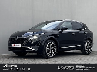 Nissan Qashqai 1.3 MHEV Xtronic Tekna Plus Automaat / 1.800 kg trekgewicht / Panorama dak / Leder / Elektr. stoelen en klep / Navigatie / Adaptieve CC / HUD /  Camera 360° / Stuur-, stoel- en voorruitverwarming / 20" LM wielen /