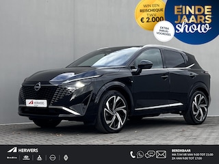 Nissan Qashqai 1.3 MHEV Xtronic Tekna Plus Automaat / 1.800 kg trekgewicht / Panorama dak / Leder / Elektr. stoelen en klep / Navigatie / Adaptieve CC / HUD /  Camera 360° / Stuur-, stoel- en voorruitverwarming / 20" LM wielen /