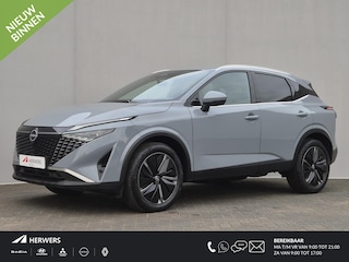 Nissan Qashqai 1.3 MHEV Xtronic Tekna Automaat / Fabrieksgarantie tot 04-2028 / Nieuw Model / Facelift / Cold Pack / HUD / Trekgewicht 1800 kg / Stuur-, Stoel en Voorruit verwarming / Elektrische achterklep / Rondomzicht camera / Adaptief CC / Apple Carplay Android Auto /