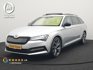 Skoda Superb Combi 1.4 TSI iV Sportline Business Plug In Hybrid 218pk Dealer O.H PHEV | Trekhaak Af Fabriek | Panodak | Adaptive Cruise | Alcantara Sportstoelen Memory & Verwarmd | Sfeerverlichting | Apple Carplay | Stuur Verwarmd | Virtual | Keyless | DAB | 19"L.M |