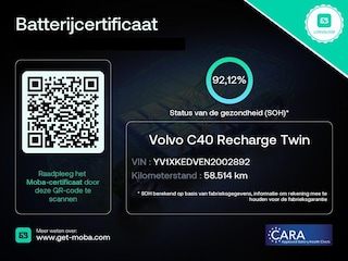 Volvo C40 RECHARGE TWIN INTRO AWD 78 KW/408 PK ACCU 92% BIJNA 2022.GARANTIE TOT 2032** 1800 KG TREKGEWICHT. PANODAK