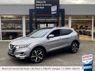 Nissan Qashqai 1.3 DIG-T Tekna + / Automaat / Vol-Leder / Panodak / Elektr.-Stoelen met Geheugen / Stoelverwarming / 360°-Camera / Bose-Premium Audio / Cruise-Control / Climate-Control / Apple-Carplay & Android-Auto / Keyless / LED / DAB Radio-Bluetooth / Navi / PDC V+A / 19'' LMV / All-Season / ENZ.